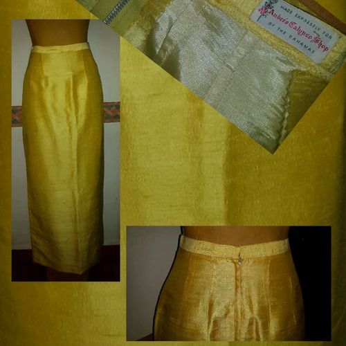 Pollera Amarilla Vintage.cintura Alta.importada.t S.medidas.