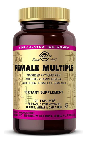 Female Multiple 120caps, Solgar, Multivitaminico Mujer,