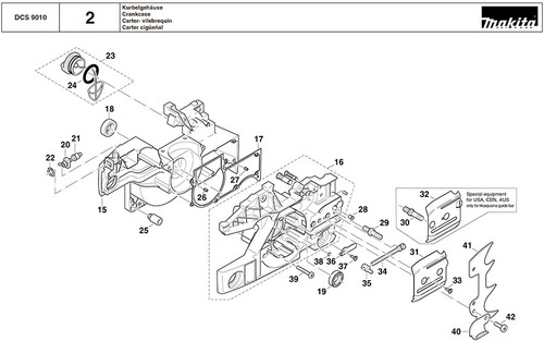 Vista Explodida Motosserra Gasolina Dcs 9010 - Makita