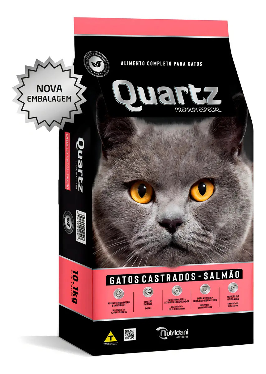 Quartz Ração Gatos Castrados Sabor Salmão 15kg