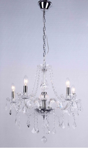 Lustre De Cristal Maria Thereza 5 Lâmpadas Transparente Cor Cristais Transparente 110V/220V (Bivolt)