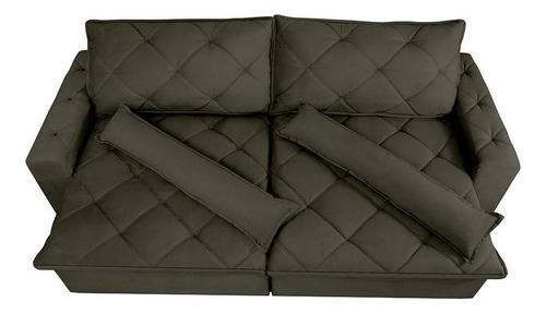 Sofá Lisboa 2,32m Retrátil, Reclinável com Molas no Assento Tecido Suede Velusoft Café - Cama InBox