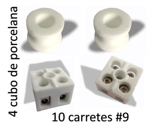 10 Carretes Del #9 Y 4 Cubos De Porcelana.