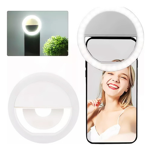 Luz Anillo Cámara Teléfono Flash Portátil Led Celular Blanco