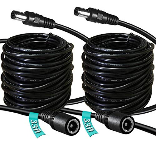 Cable Ext. Cámara Ip Cctv Dc 12 V 33 Pies, Paquete De 2 Unid