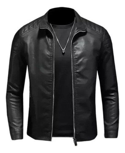 Chaqueta De Cuero De Motociclista De Moda Ajustada Para Hombre Azul