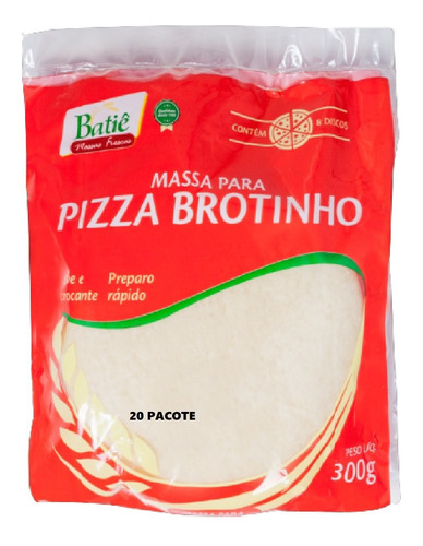 Kit 20 Pacotes Massa Para Pizza Brotinho Batiê 300 Gramas