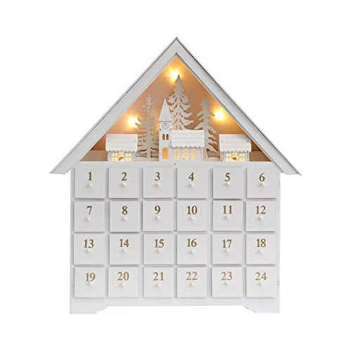 Christmas Wooden Advent Calendar House With 24 Drawers,...