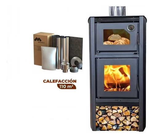 Calefactor Ecológico Con Horno 1290gf + Kit De Instalación