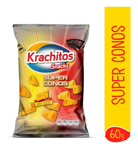 Super Conos Krachitos Snacks Maxi Queso 60 Gr