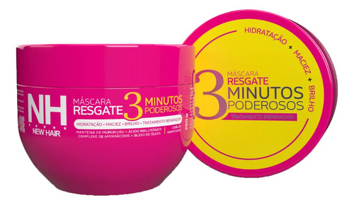 Kit 2 Máscara Resgate 3 Minutos Poderosos Nh New Hair 250g