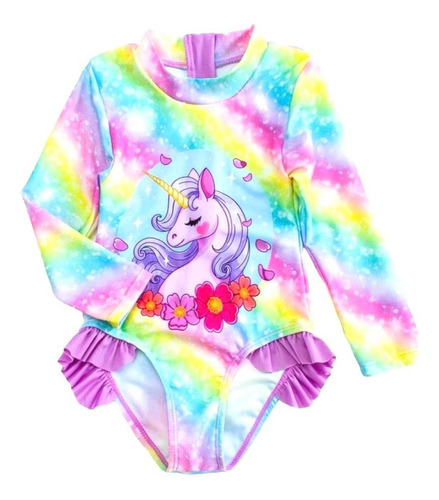 Traje De Baño Niña Diseño Unicornio De 2 Piezas 