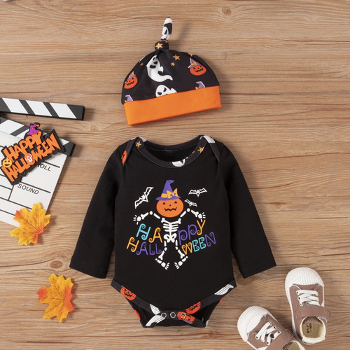 Conjunto De 3 Piezas Para Bebé Con Estampado De Halloween