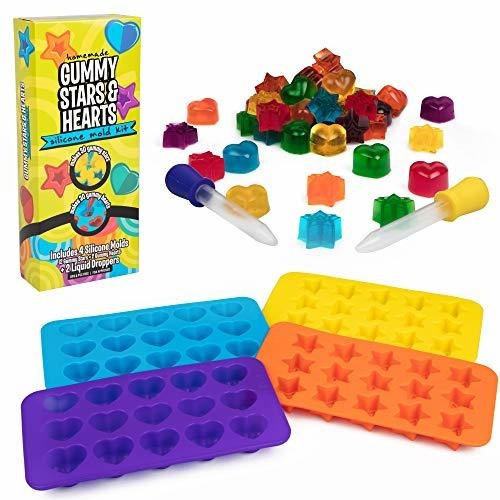 Moldes De Caramelo Gomoso De Silicona Star Y Heart, Juego De