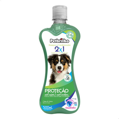 Shampoo E Condicionador 2x1 Cães Hidratante Petbrilho 500ml Fragrância Neutro