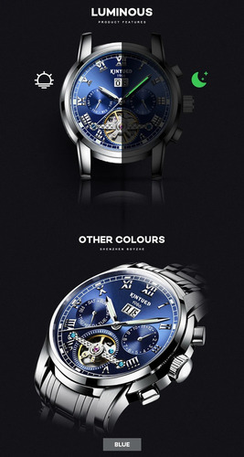 Kinyued Reloj De Oro Automático 30m Lujo Nocturno
