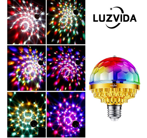 Luzvida 2 Piezas Luces De Escenario Fiestas 360° Base E27 Bombillas Giratorias De Color,dj Luces Lamparas Led Fiesta De Cumpleaños Club Bar Cabezas Roboticas Traje Robot Led Bombilla Estroboscópica