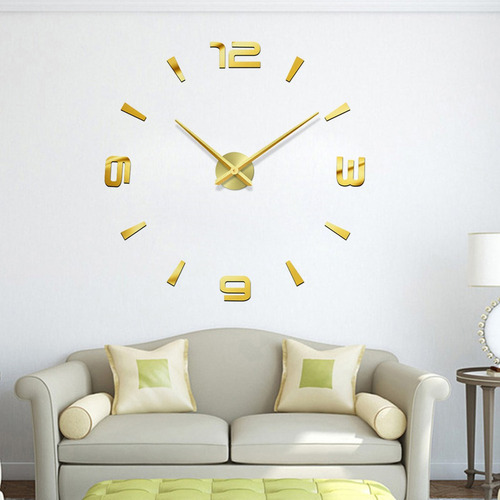 Reloj De Pared Autoadhesivo Dorado Diy Sin Marco Digital Gra