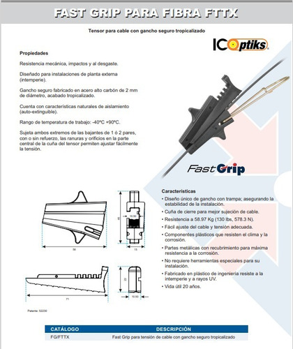 Imagen 6 de 6 de Tensor Para Cable Fibra Óptica, Diseño Único (50 Piezas)