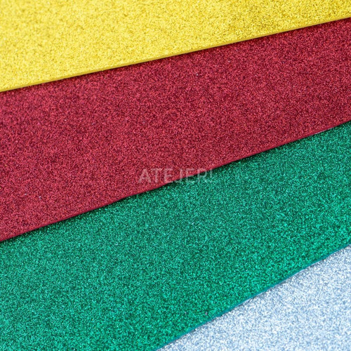 Imagen 8 de 9 de Goma Eva Autoadhesiva Glitter Brillo Cbx A4 X 10 Unidades