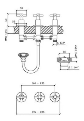 Imagen 3 de 6 de Juego Griferia Baño Aqualaf Aymara Cruz Lav + Bidet