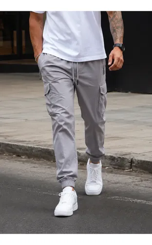 Calça Jogger Masculina Cargo Poliamida Com Elastano Cáqui Liso P - 36/38