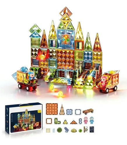 Brinquedo Blocos Magnéticos Led 57/147 Peças Educativo