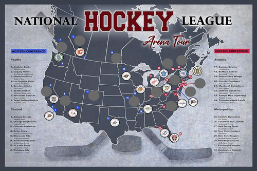  Mapa Rasca De Arenas De Hockey Profesional, Póster De...