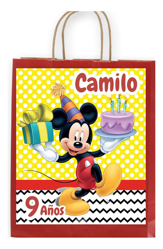 12 Bolsas Dulces Mickey Cotillón Personalizado Cumpleaños