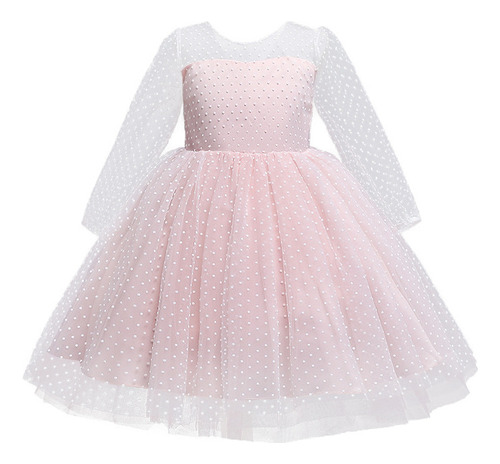 Vestido Lindo De Manga Larga Con Lunares Para Princesa Y Pre