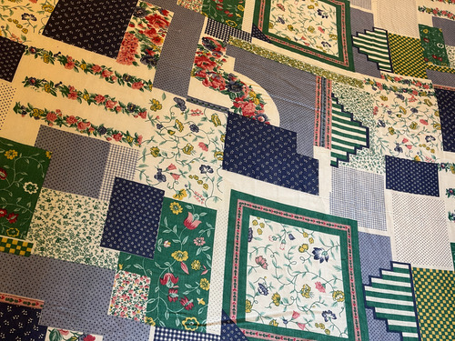 Acolchado Reversible 2 Plazas Queen Azul Rayado (Usado)