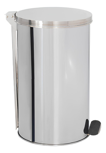Lixeira Em Aço Inox 60 Litros Com Pedal E Aro Para Fixação