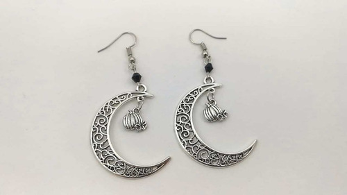 Aretes Luna Brocado Calabazas Pequeñas Gotico Goth Dark 