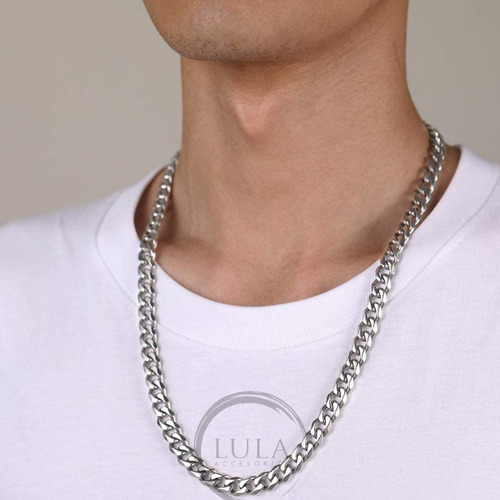 Imagen 2 de 7 de Cadena Collar Hombre Acero Quirurgico Eslabon Cubano Gruesa