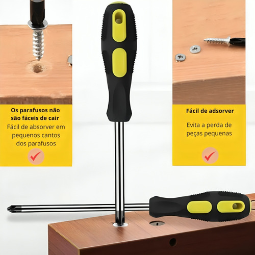 Kit Jogo De Chave De Fenda Phillips Com 6 Peças Imantadas