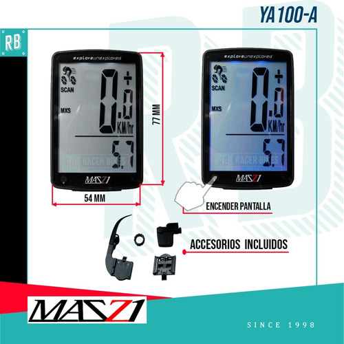 Imagen 2 de 9 de Ciclocomputadora Bicicleta Mazzi Ya100-a Inalámbrica 22 F.
