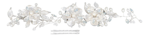 Horquilla De Boda Con Flores Y Perlas Artificiales