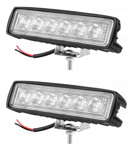 Kit 2 Faro Auxiliar Barra 6 Led 18w 12v 24v Alta Potencia