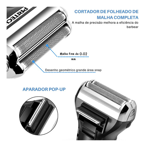 Barbeador Elétrico 3 Em 1 Pro Bivolt E Recarregável