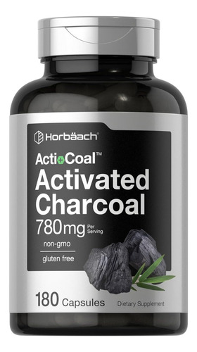 Carbón Activado De Cáscaras De Coco 780 Mg Horbäach 180 Caps