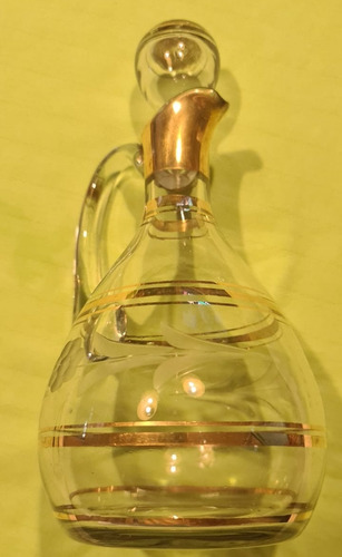 Antiguo Botellón Licorera De Vidrio Dorado Con Tapa (Usado)