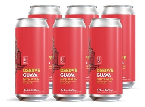 Cerveja Ux Brew Dserve Guava Caixa C/ 6 Latas 473 Ml