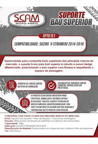 Imagem 6 de 6 de Suporte Bau Bagageiro Suzuki Vstrom 650 2014 A 2018 Scam