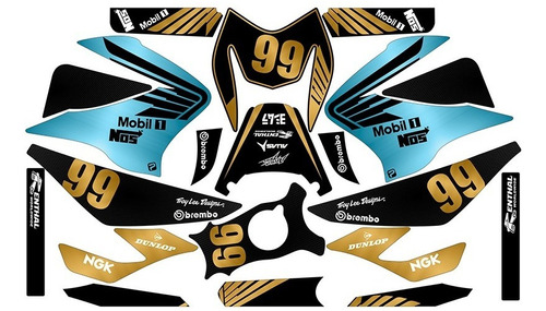 Stickers Para Moto Ws150 Sport Color Gris Mod-101