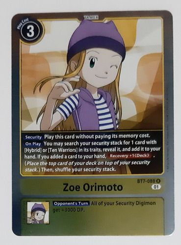 Carta Tamer Zoe Orimoto Bt7 88 R Digimon Tcg 
