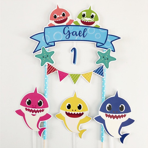 Toppers Cake Adorno Para Torta Baby Shark