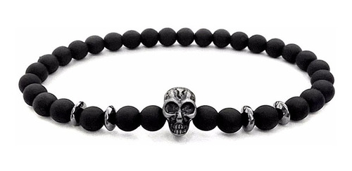 Pulseira De Caveira Bracelete Masculino Preto