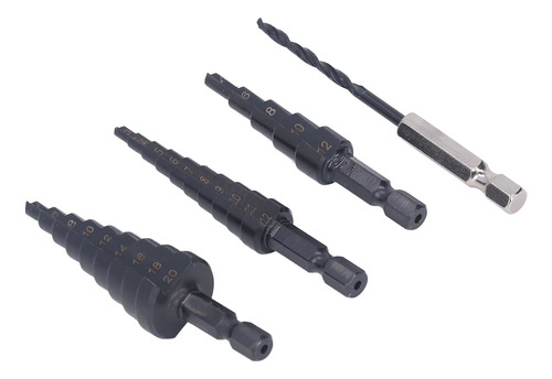 Kit De Brocas Step Drill, 4 Piezas, Hss, Ranura Recta, Térmi