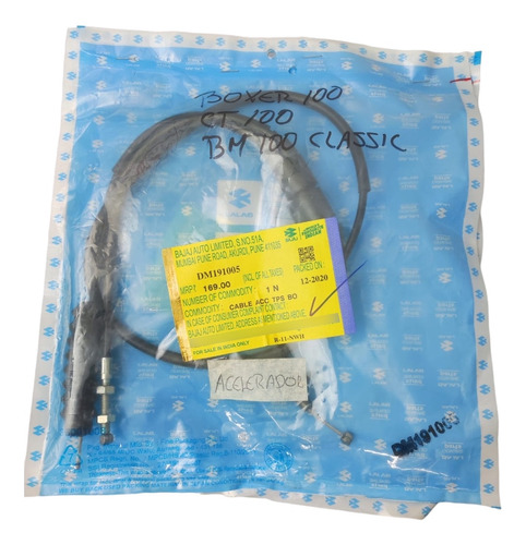 Cable Acelerador Boxer100 Ct100 Bm100 Classic Bajaj