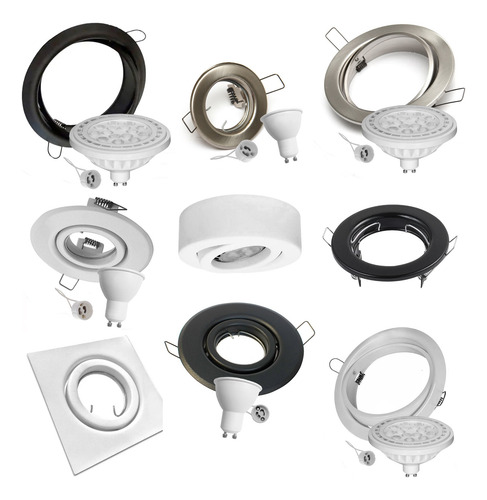 Pack 10 Spot Embutir Fijo Color Acero Completo Con Led 7w Acero / Luz Fria